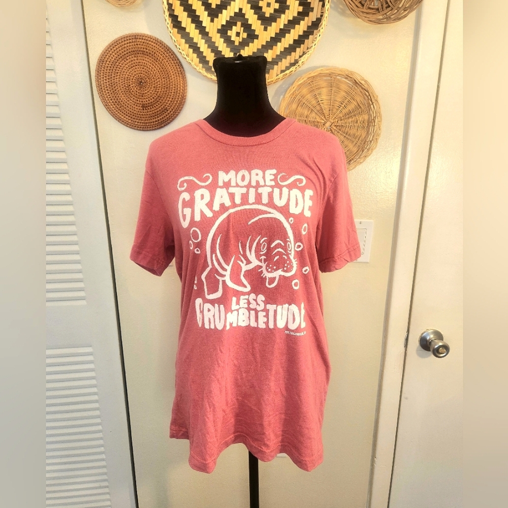 Pink Graphic T-Shirt with Manatee Design